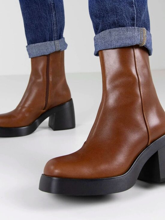 Vagabond Shoes - Vagabond Brooke Platform Ankle Boots Cognac Leather Size 38